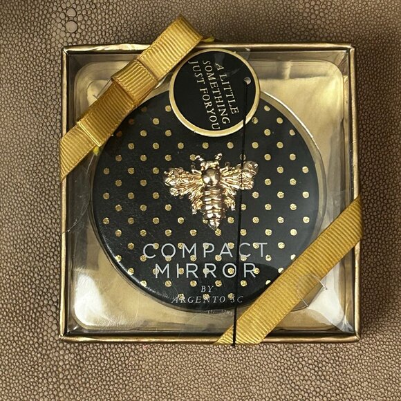 NIB BUMBLE BEE POLKA DOT COMPACT MIRROR BY ARGENTO SC COLLECTION - Picture 4 of 6